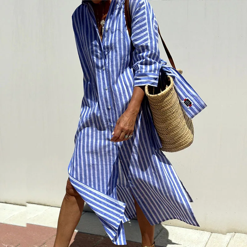 Sofiana™ - elegant striped shirt dress