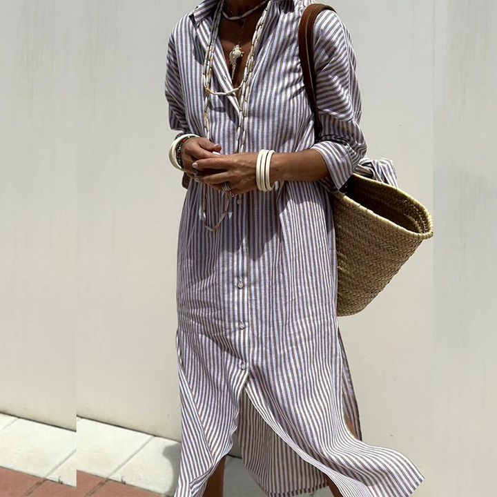 Sofiana™ - elegant striped shirt dress