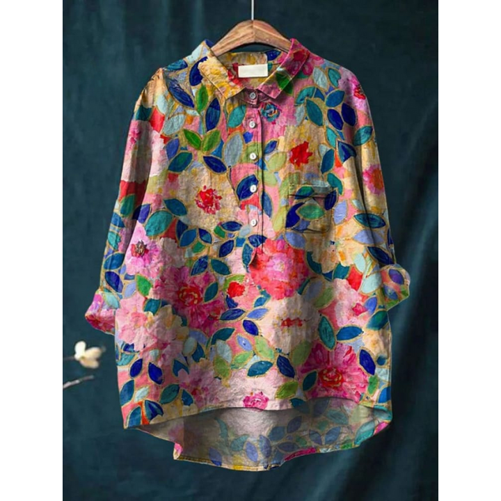 Gaia | Flower Garden Printed Premium Vegan Linen Shirt